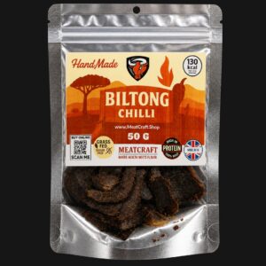 Handcrafted chilli biltong 50g MeatCraft UK high protein air-dried beef snack
